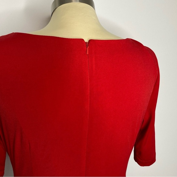 Vince Camuto Red Elbow Sleeve Ruched Sheath Dress - Picture 4 of 9